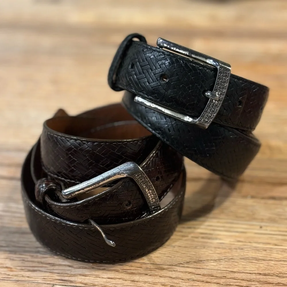 Brighton Black and Brown leather Belt set size 34